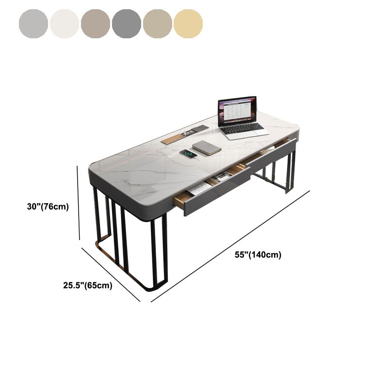 25" Wide Modern Executive Desk 2-Drawer Rectangular Office Desk