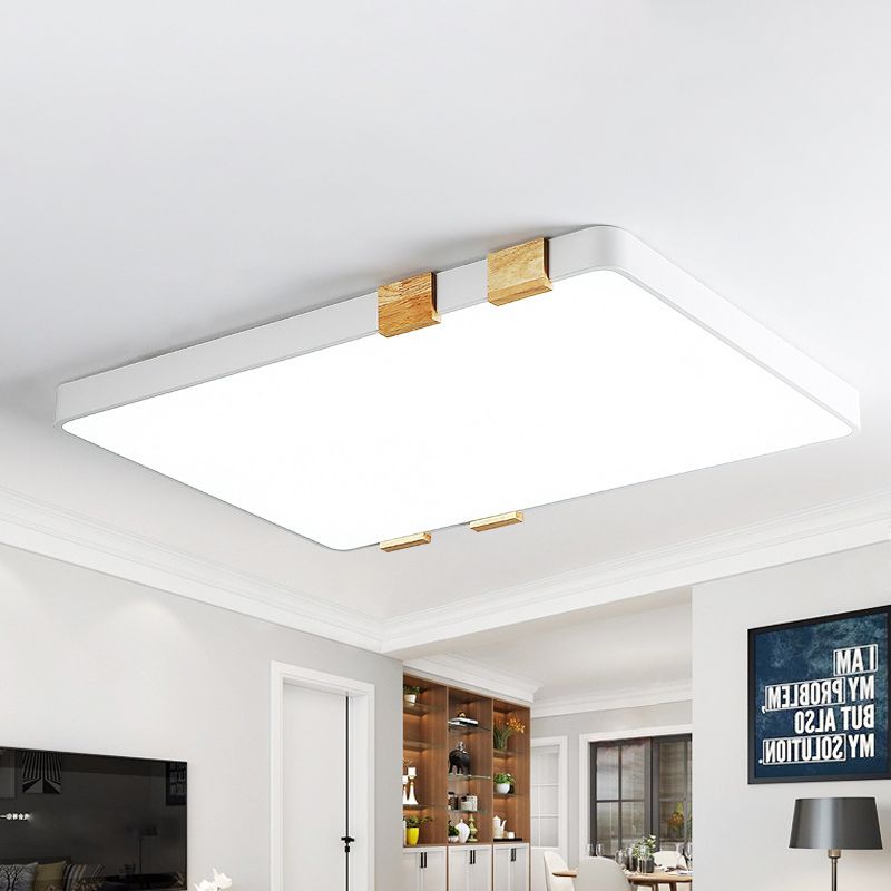 Nordic 1 Light Massimale Lampada con Acrylic Shade Grey / White Rectangular Flush Mount Lighting in Warm / White Light