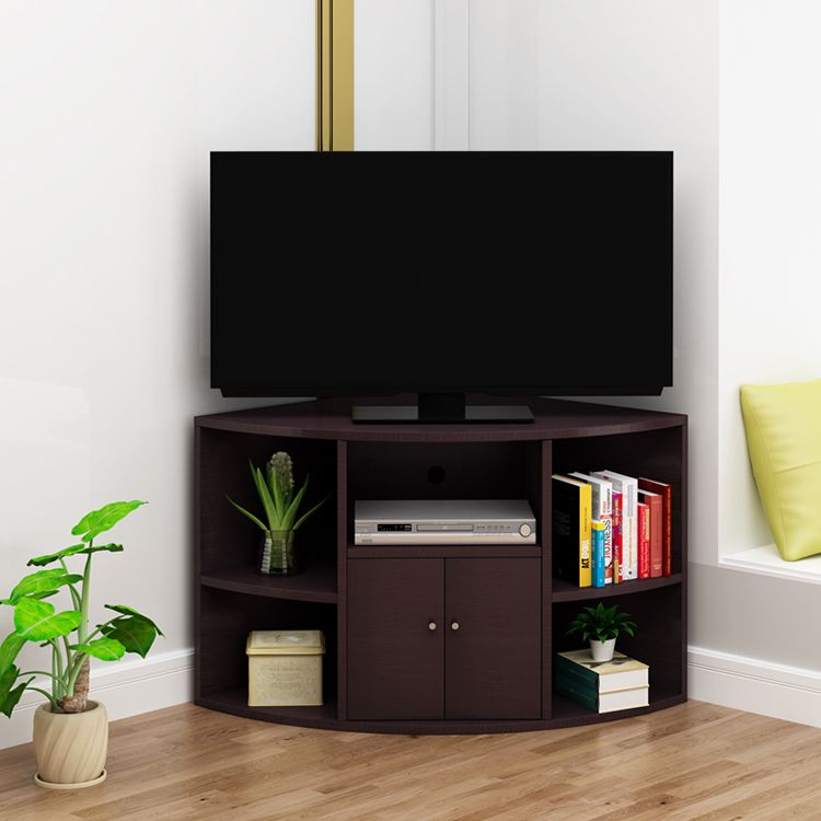 Modern Wood TV Console Corner Unit TV Media Stand for Living Room