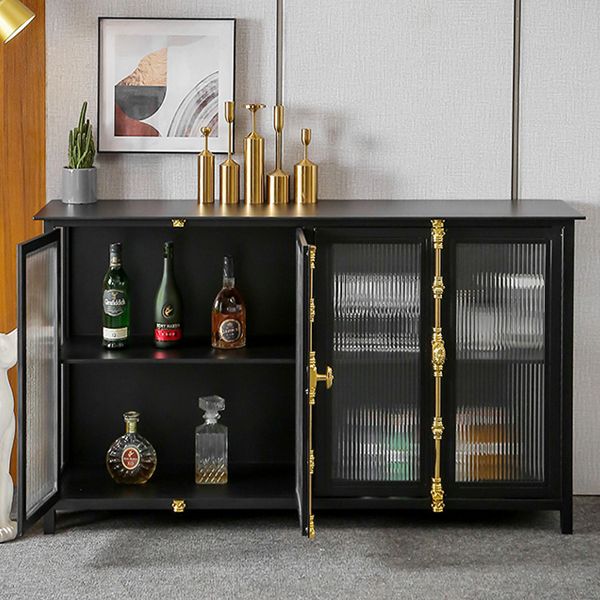 Industrial Glass Doors Curio Cabinet Metal Storage Cabinet with Legs for Living Room