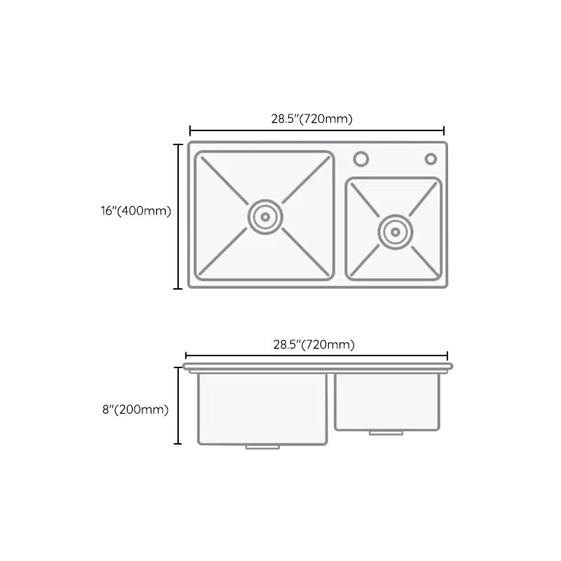 Modern Style Kitchen Sink Drop-In Noise-cancelling Design Kitchen Double Sink