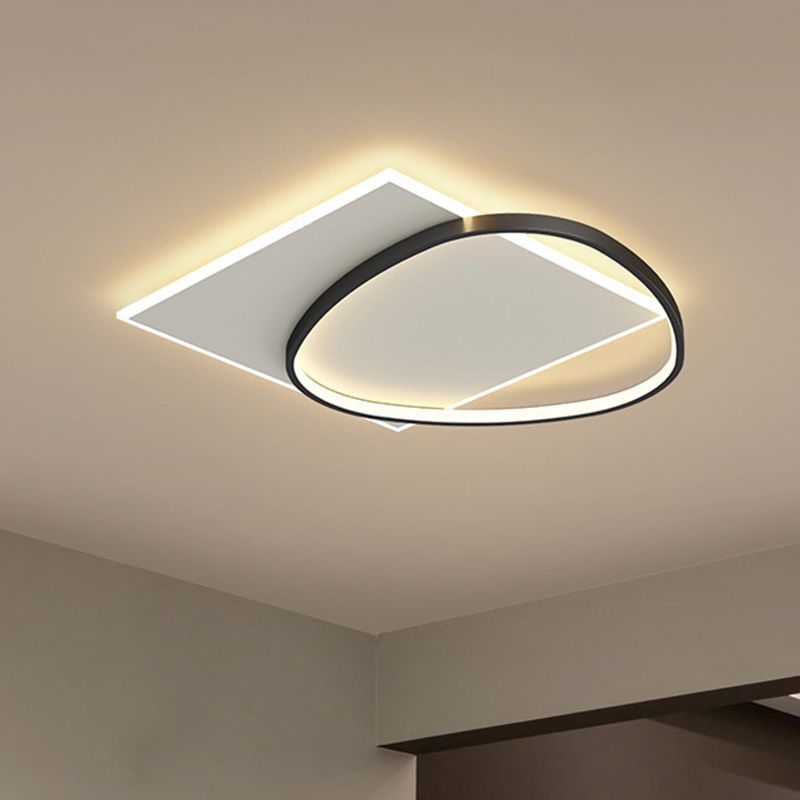 Acrylic LED Flush Mount in Modern Creative Style Iron Geometric Ceiling Light in Black and White