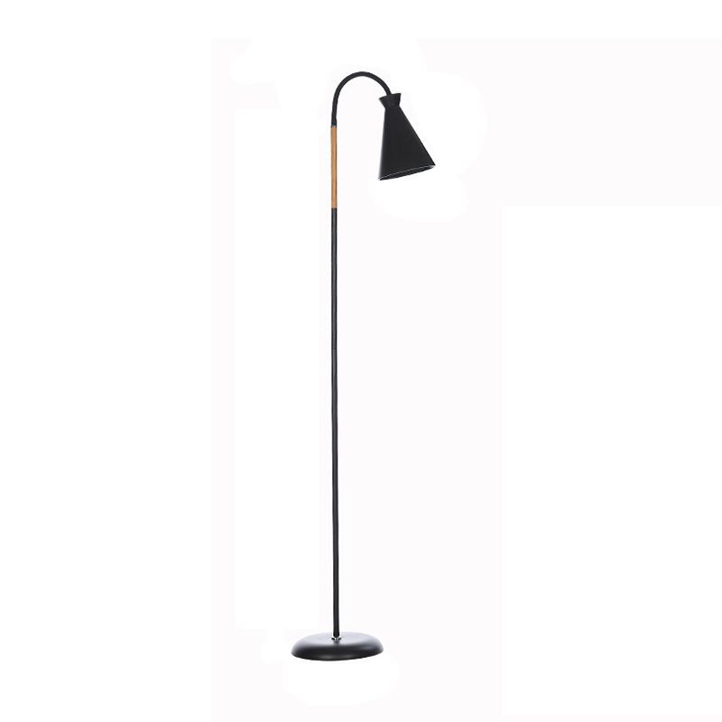 Macaron Style 1-Bulb Floor Lamp Flexible Standing Light with Conical Plastic Shade