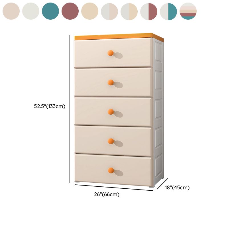 Modern Nursery Dresser Plastic Kids Nightstand with 5 Drawers