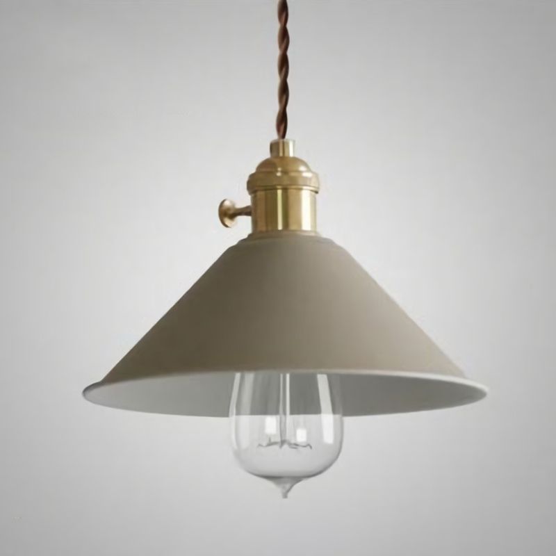 Conical Shade Metallic Hanging Lamp Vintage Single-Bulb Restaurant Lighting Pendant