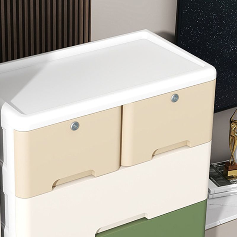 Contemporary Nursery Dresser Vertical Plastic Kids Nightstand with Drawers for Bathroom