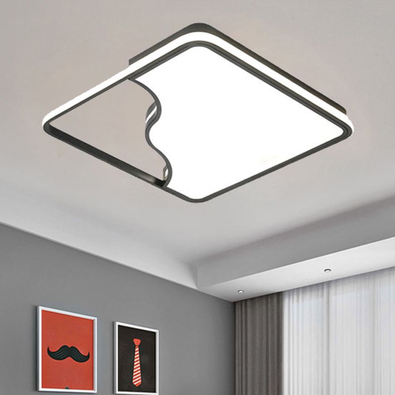 Noir / Blanc Rectangulaire / Place Ceiling Light Simple Acrylique 16 "/19.5" /35.5 " W LED Ceiling Light Fixture for Bedroom in Warm / White