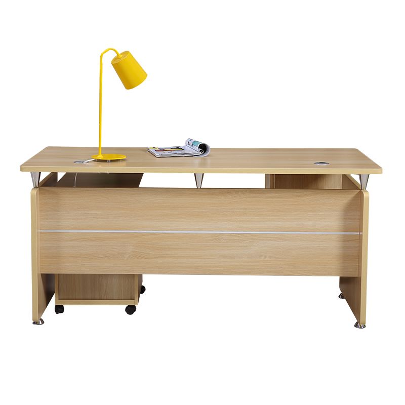 Modern Rectangular Shaped Natural Office Desk Wooden without Drawers