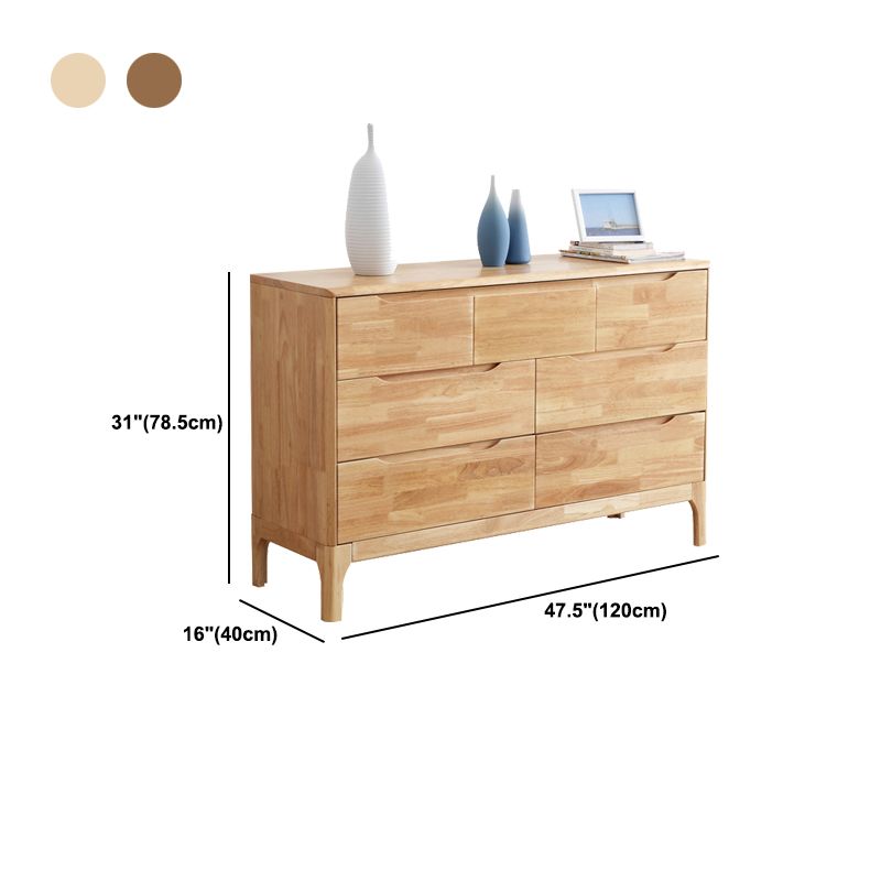 Rubber Wood Storage Chest Dresser Modern Storage Chest with Drawers for Bedroom