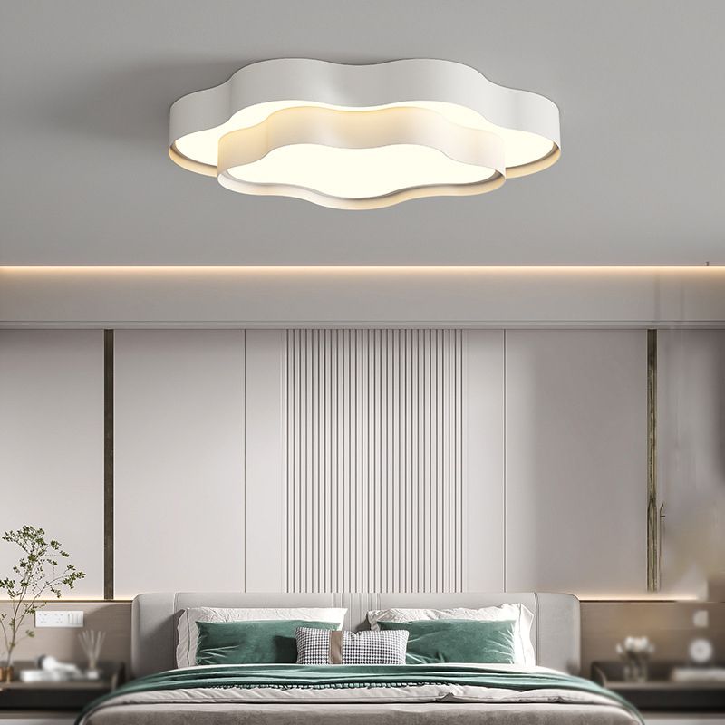 Contemporary Flush Mount 2-Tier Ceiling Mounted Fixture in White for Bedroom