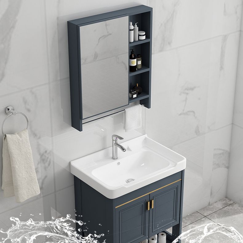 Metal Frame Vanity Shelving Included Single Sink Freestanding Bathroom Vanity