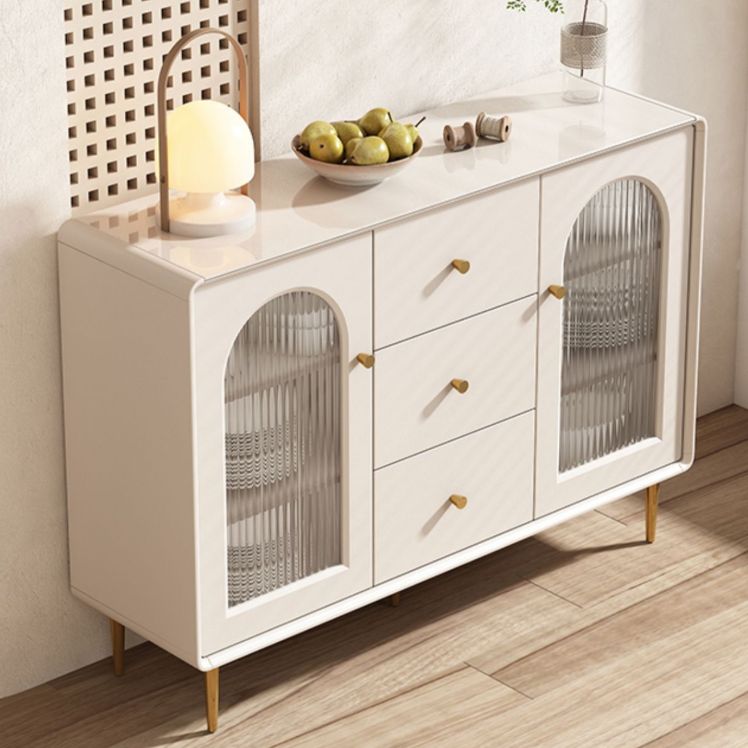 Contemporary Sideboard Cabinet Faux Wood Sideboard Table with Legs for Kitchen