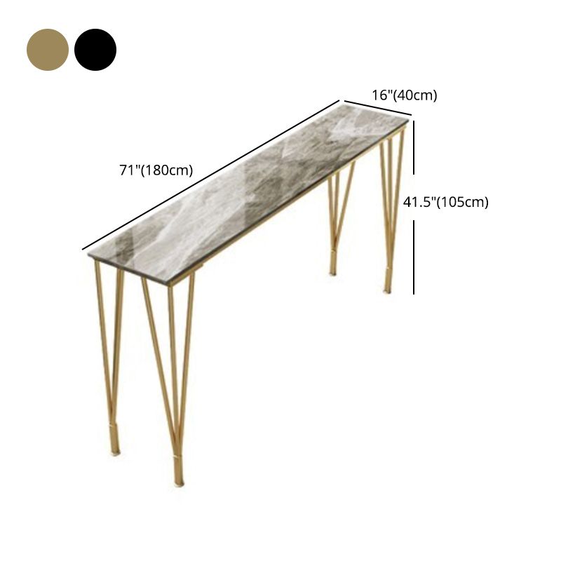 Stone Bar Dining Table Modern Rectangle Bar Table with 4 Legs Base for Dining Room