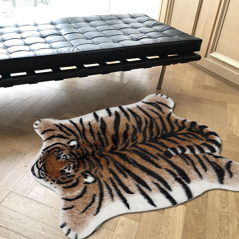 Tapis de motif à rayures Tiger funky marron nordique tapis nordique en polyester lavable sans glissade pour animaux de compagnie pour le salon