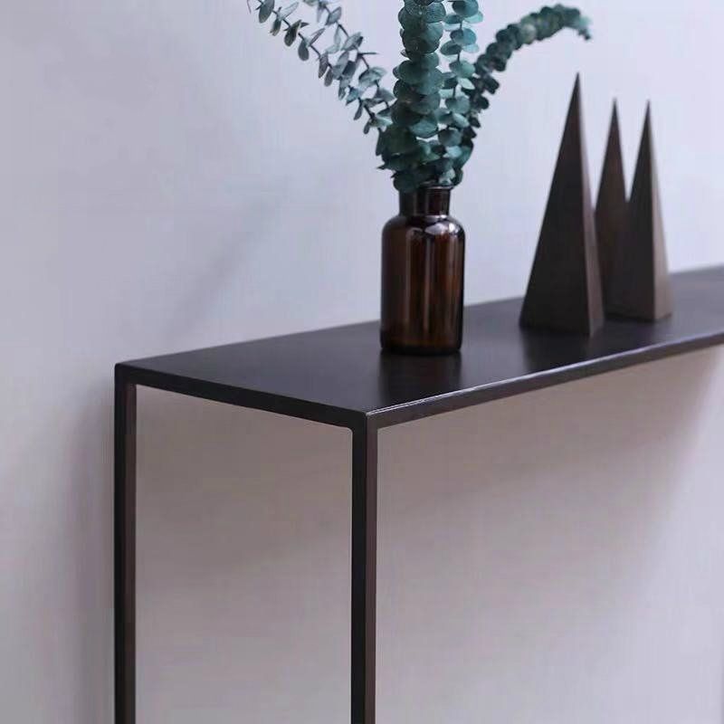 Contemporary Hall Metal Console Accent Table  with Sled-base in Black