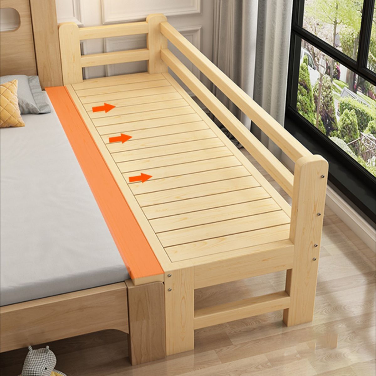 Scandinavian No Theme Kids Bed Solid Wood Toddler Bed with Mattress