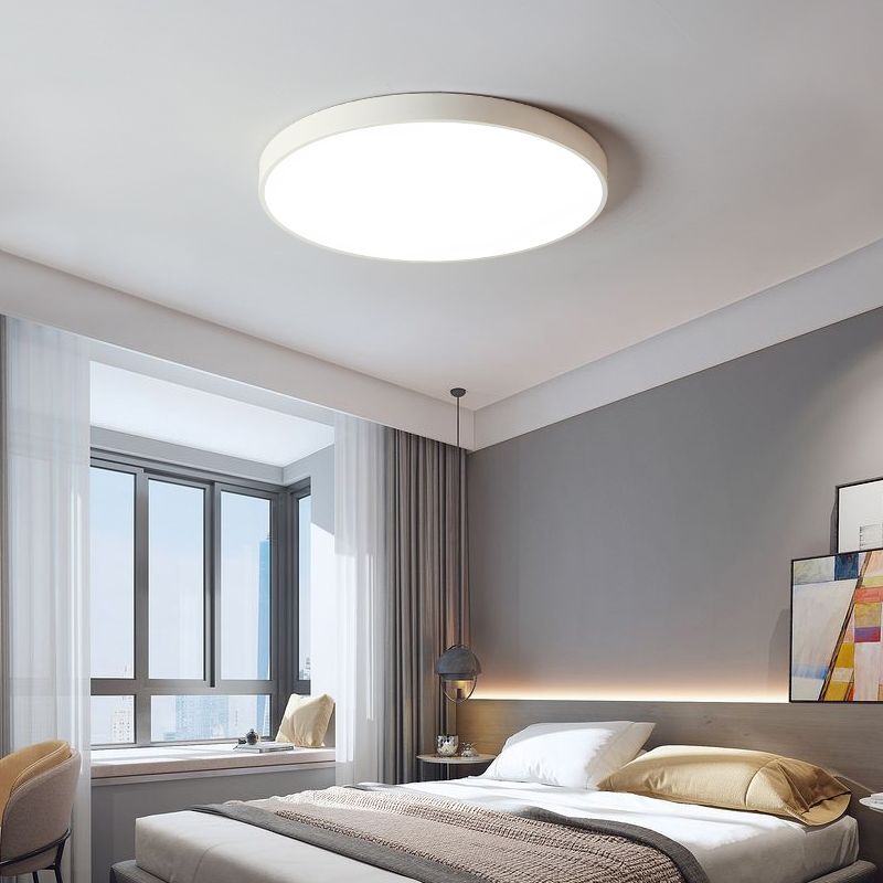 Minimalism Ceiling Light Fixture White Flush Mount with Metal for Bedroom