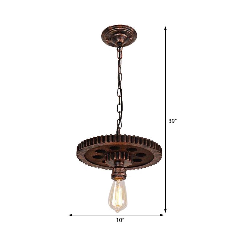 Gear Ceiling Lamp Metal 1/6 Bulb Industrial Dining Room Pendant Lighting in Bronze