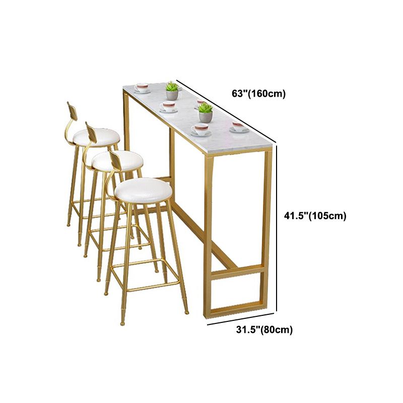 Rectangle Shop Patio Bar Table Footrest White Contemporary Marble Counter Table