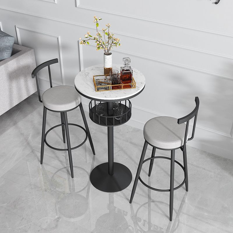 White Glam Style Round Table in Faux Marble and Metal Milk Tea Shop Bar Table