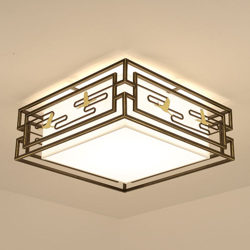 5-Lights Modern Style Flush Mount Fabric Ceiling Light in Brown for Bedroom