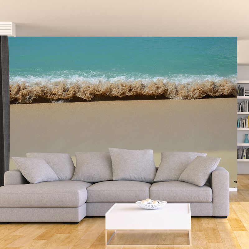 Romantic Beach Mural Wallpaper Stain Resistant Wall Art for Guest Room Decor