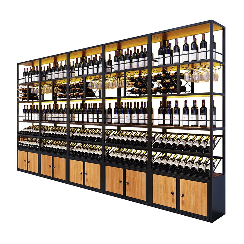 Industrial Freestanding Wine Rack Kit Metal Bottle Holder with Shelf