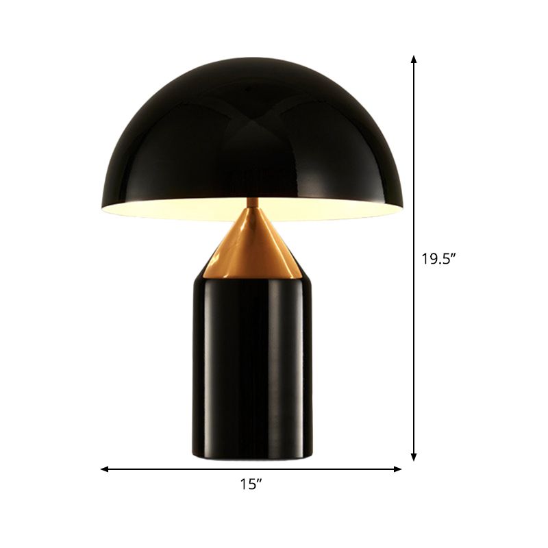 Dome Metal Table Light Post-Modern 2 Bulbs Black Nightstand Lamp for Living Room