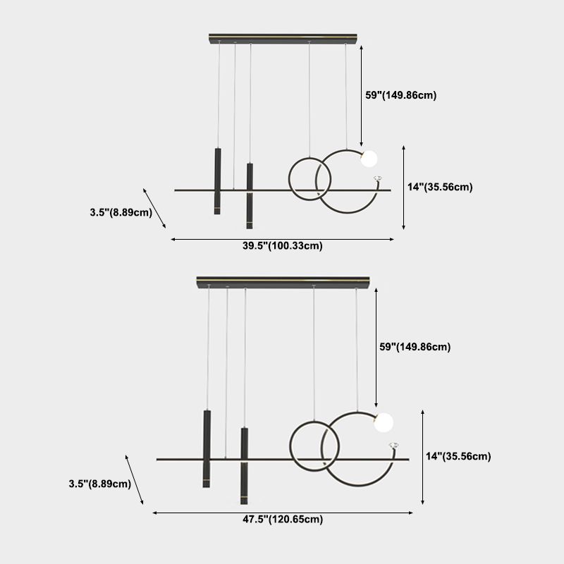 Contemporary Island Light Linear Metal 6 Light Island Chandelier Lights