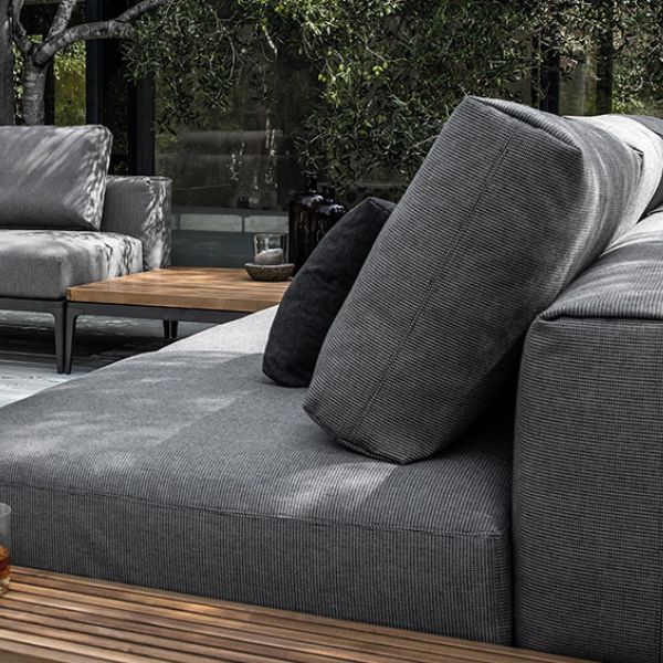 Farmhouse Outdoor Loveseat Fabric Cushion Gray Water Resistant UV Resistant