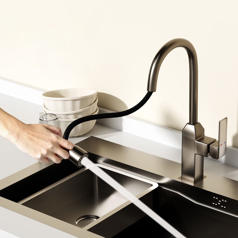 Modern Pull Down Pot Filler  One Handle High Profile Filler with Sprayer