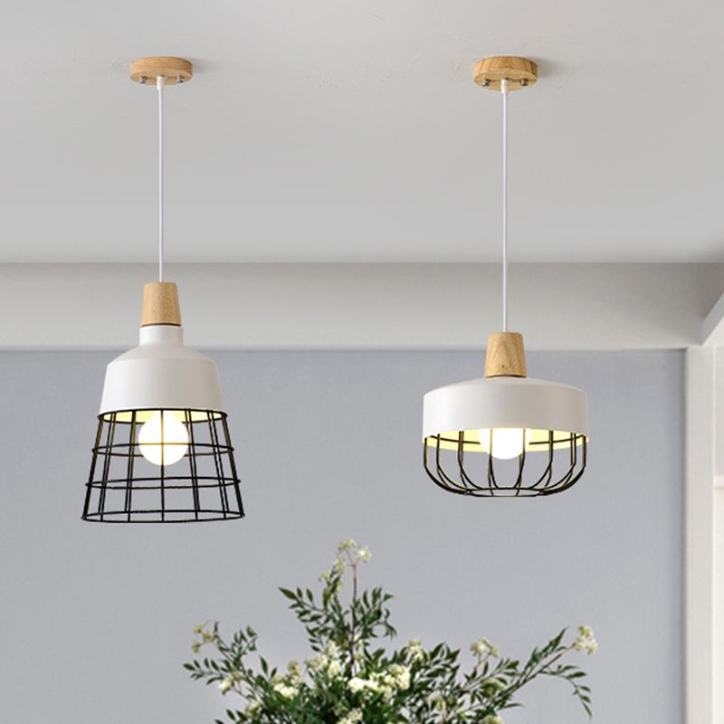 Black/White Bowl/Cone Shade Hanging Light Lamp Loft Metal 1 Head Pendant Lamp for Dining Table