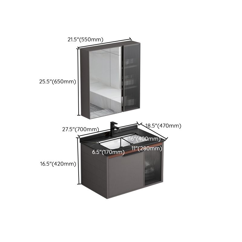 Modern Rectangular Bathroom Vanity Metal Frame Single-Sink Sink Vanity