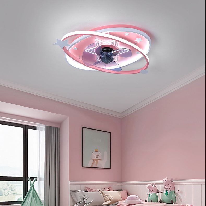 Nordic Metal Flush Mount Plafond Éclairage Éclairage Saturn Spotlight Mount avec ventilateur pour chambre à coucher