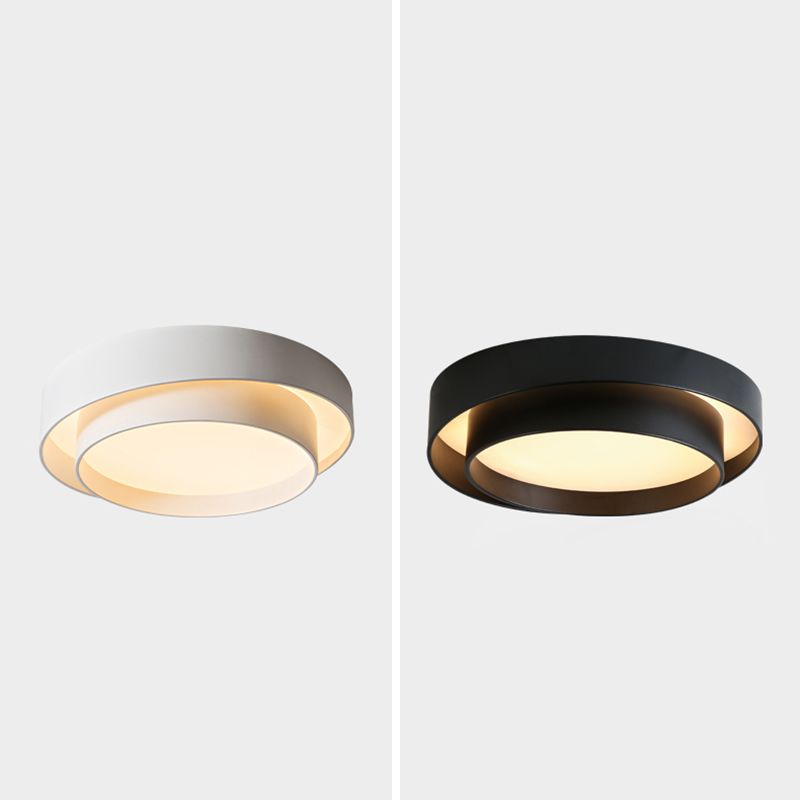 Contemporary Round Flush Light Metal 2 Light Flush Mount Ceiling Fixture