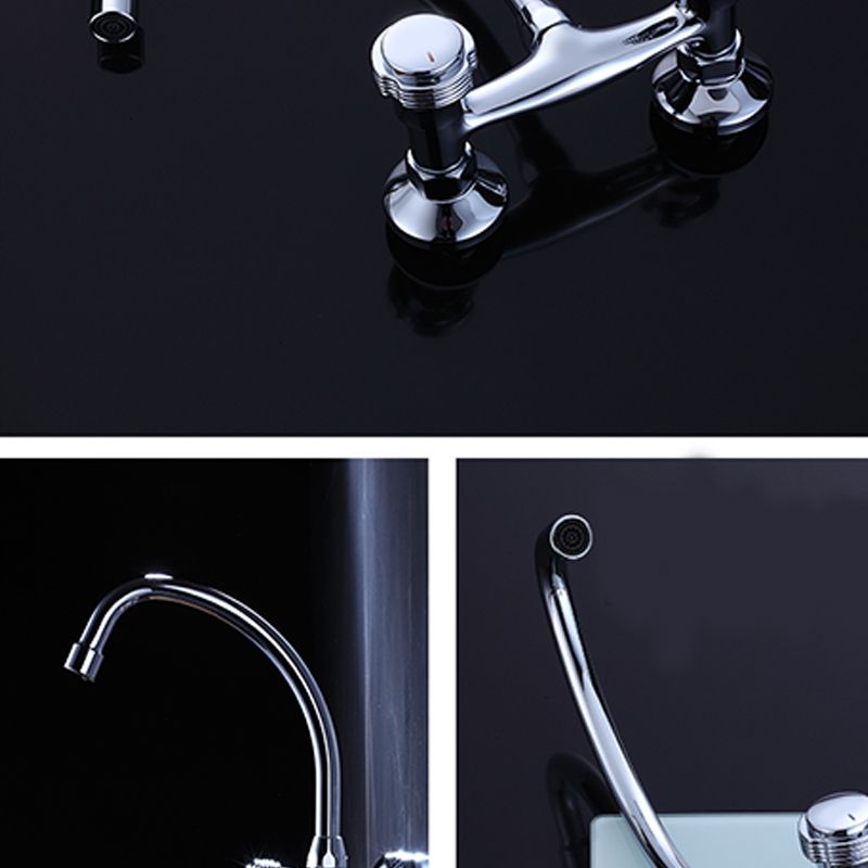 Contemporary Single Handle Kitchen Faucet Wall Mounted Bar Faucet in Chrome