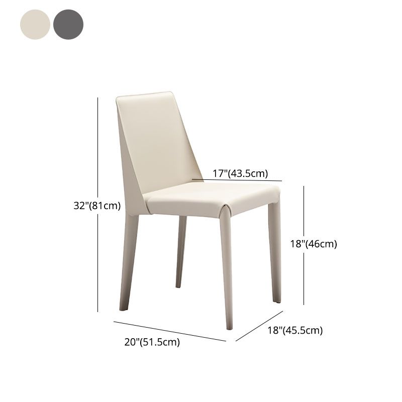 Contemporary Design Leather Dining Side Chairs Armless Solid Back Chair for Kitchen