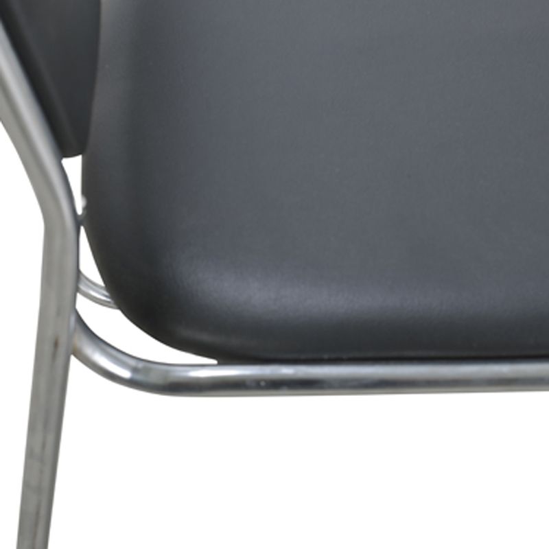 Modern Armless Upholstered Office Chair Black Leather Management Conference Chair