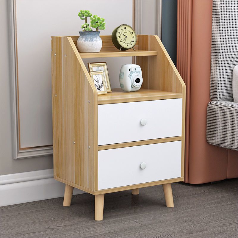 Modern Accent Table Nightstand Antique Finish Night Table with Legs