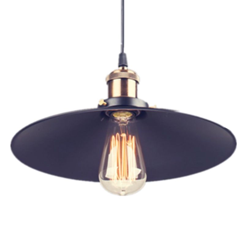 Metal Black Pendant Lighting Fixture Saucer Industrial Style Hanging Pendant Light