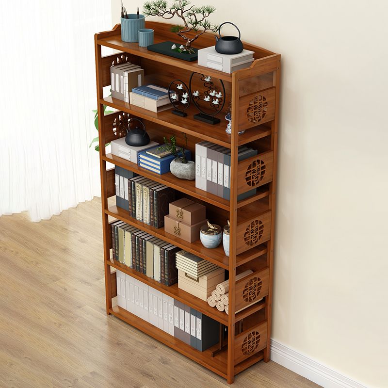 Contemporary Brown Book Shelf Office Open Shelf Bookcase with Drawers