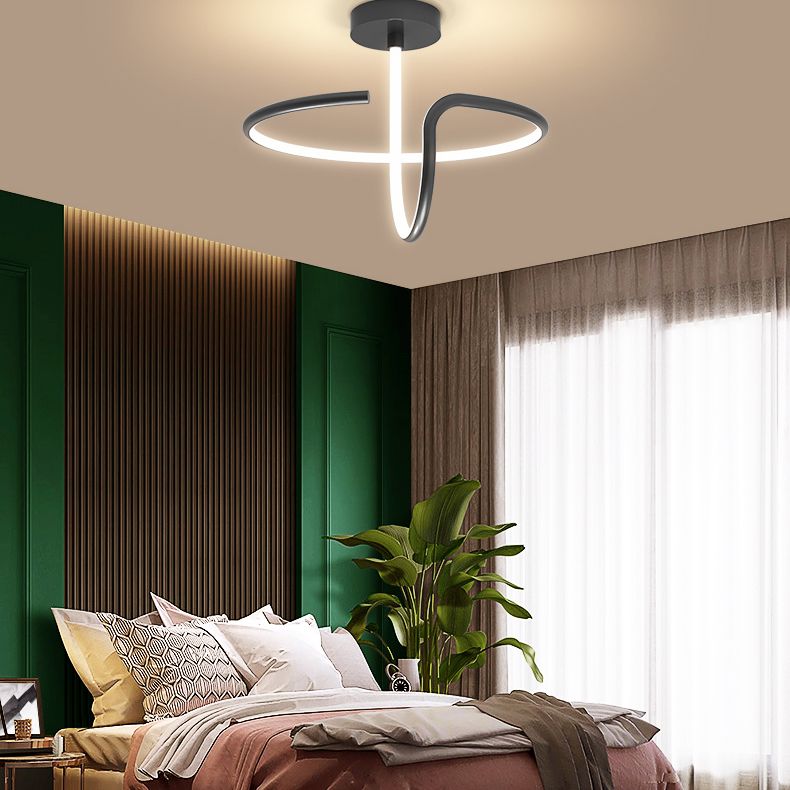 Simple Twisted Semi Flush Mount Light Acrylic LED Bedroom Semi Flush Ceiling Light