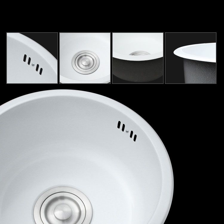 Basic Bar Sink Stainless Steel Round White Kitchen Sink with Faucet