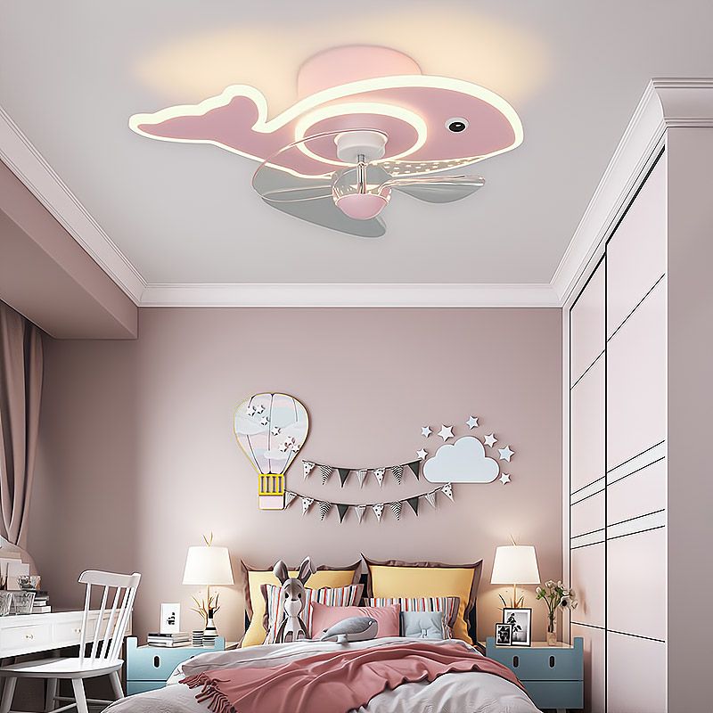 Chlidren Style Ceiling Fan Light LED Ceiling Mount Light with Acrylic Shade for Kid's Room