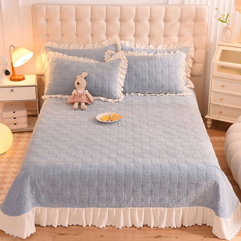 Flannel Bed Sheet Set Breathable Pure Color Fade Resistant Soft Bed Sheet