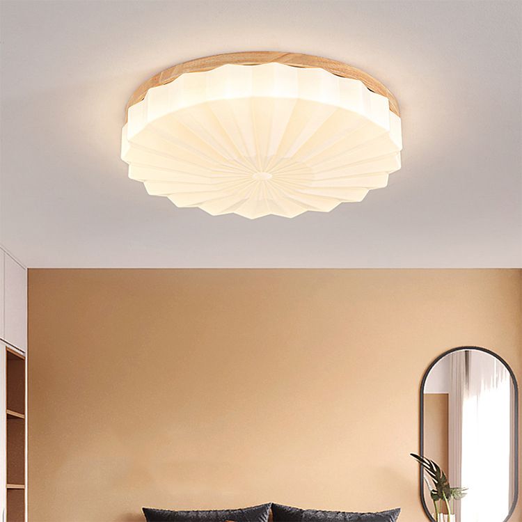 Modern Flush Light Wood and Acrylic Ceiling Lighting for Bedroom