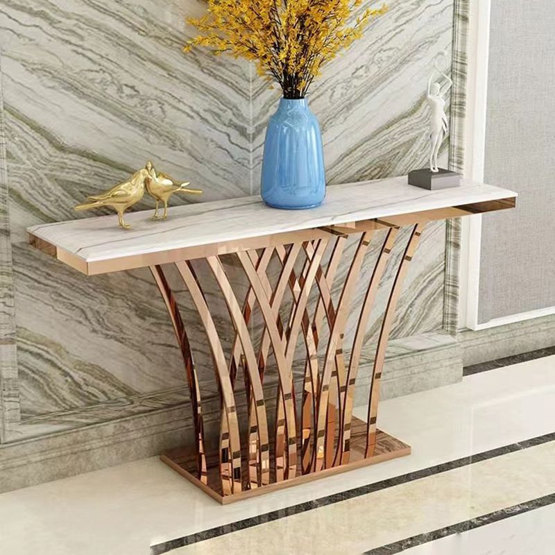 15.7" W Glam Console Table Rectangle Scratch Resistant Slate Console