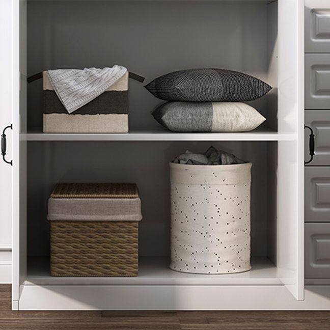 Modern White Accent Cabinet with Shelf and Wooden Drawers Cabinet