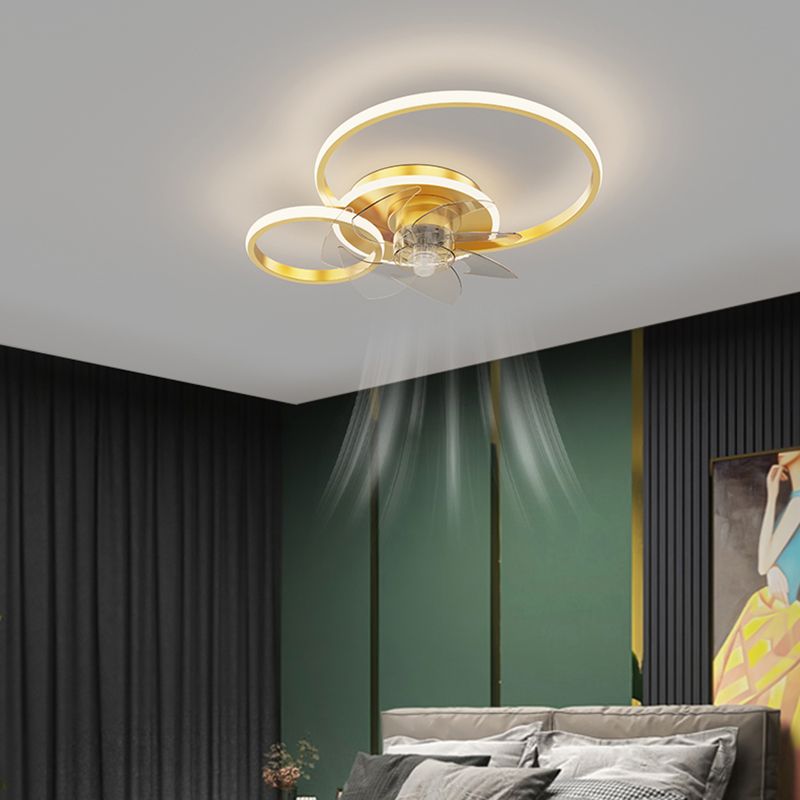 Contemporary LED Ceiling Fan Light Linear Flush Mount Light for Living Room