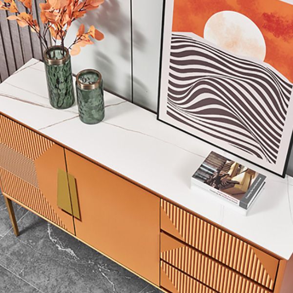 Stone Credenza Contemporary Style Side Board with Drawers and Cabinets